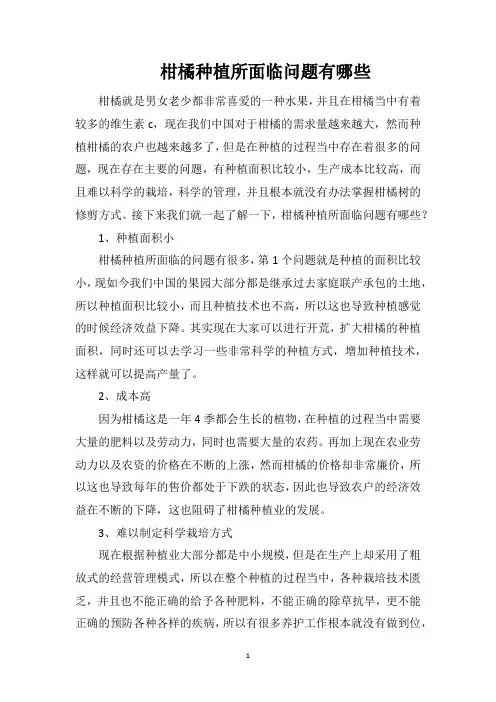 柑橘种植所面临问题有哪些