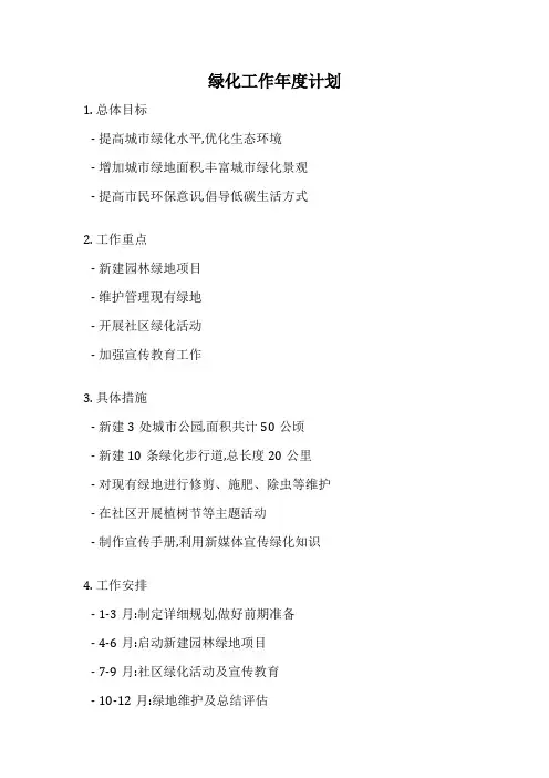 绿化工作年度计划