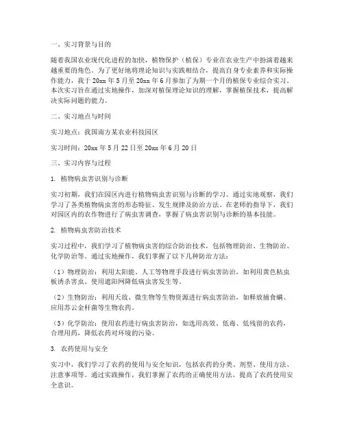 植保专业综合实习报告