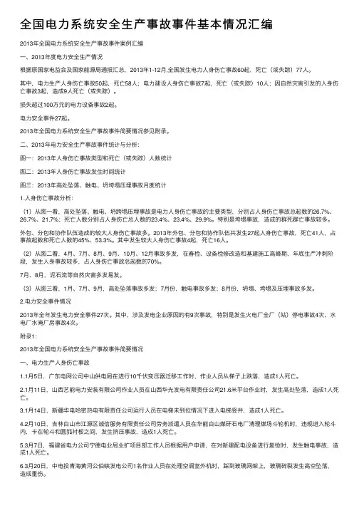 全国电力系统安全生产事故事件基本情况汇编