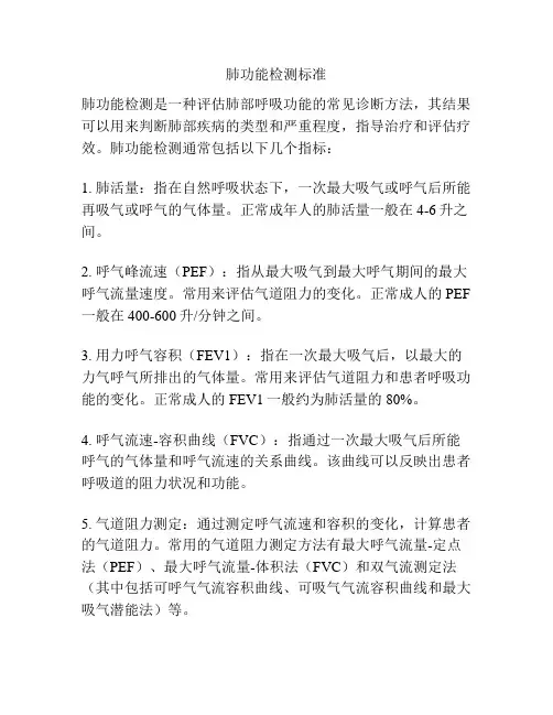 肺功能检测标准