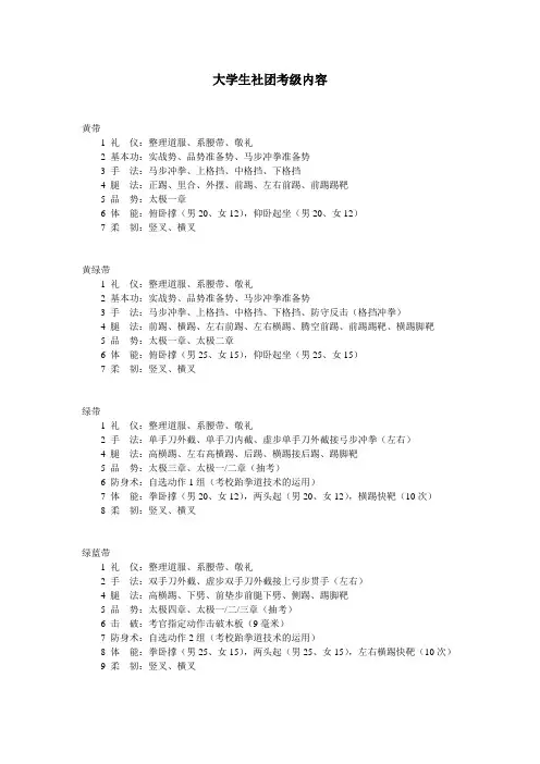 大学生社团跆拳道考级内容