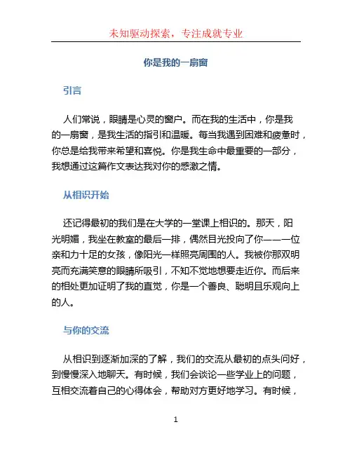 你是我的一扇窗作文