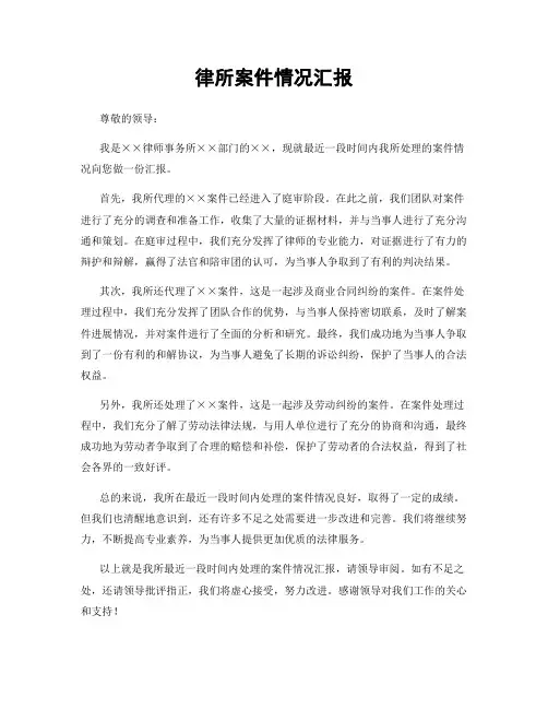 律所案件情况汇报