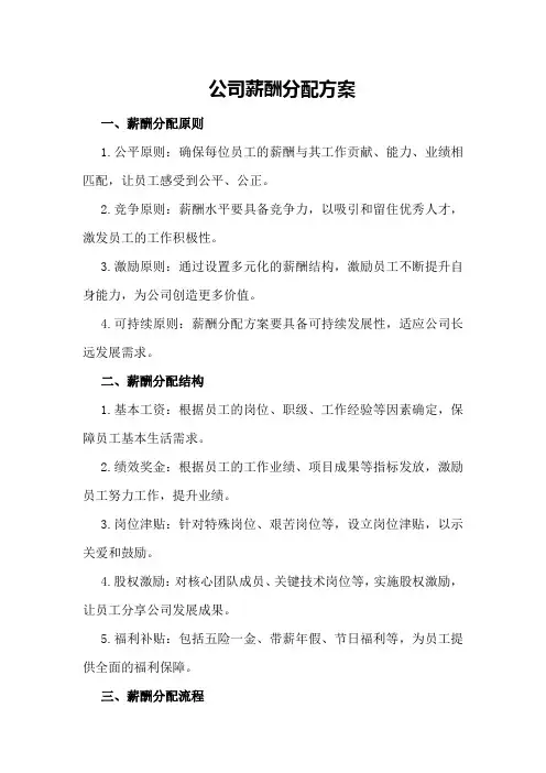 公司薪酬分配方案