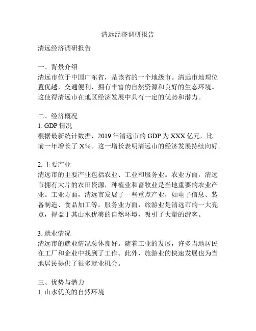清远经济调研报告