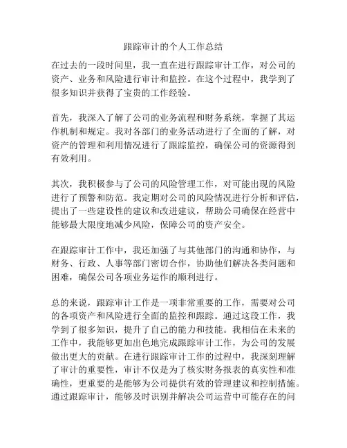 跟踪审计的个人工作总结