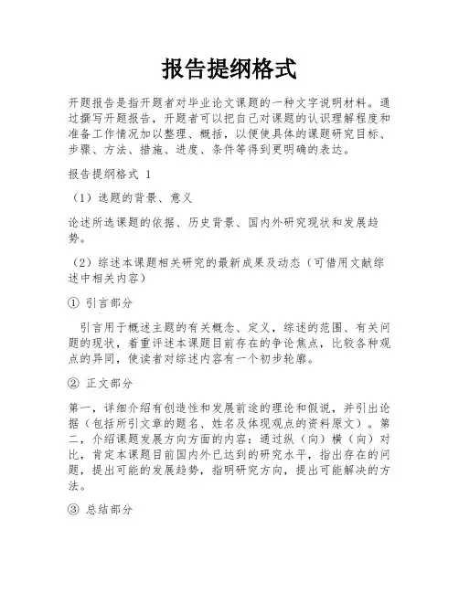 报告提纲格式