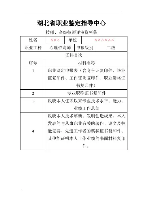 档案袋封面(填写模板