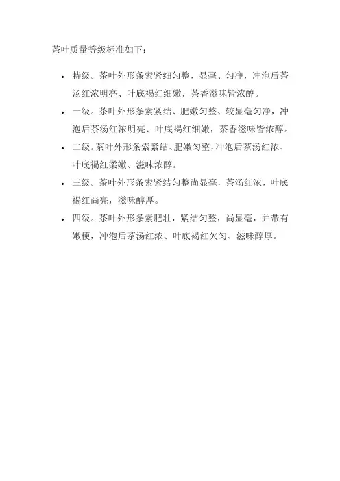 茶叶质量等级标准