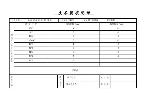 技术复核记录（测量放线报审）