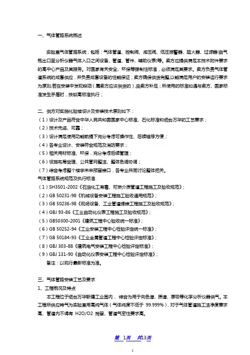 气体管路 技术方案