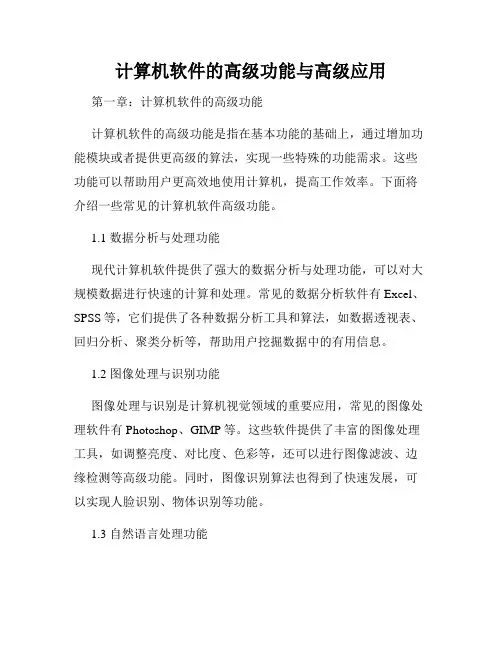 计算机软件的高级功能与高级应用