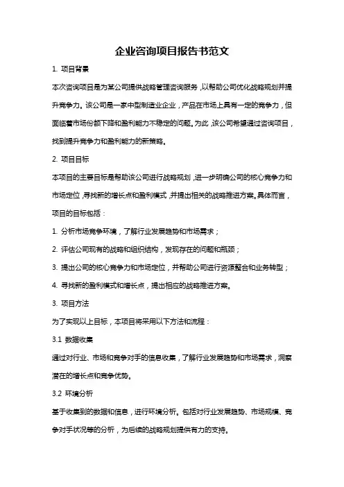 企业咨询项目报告书范文