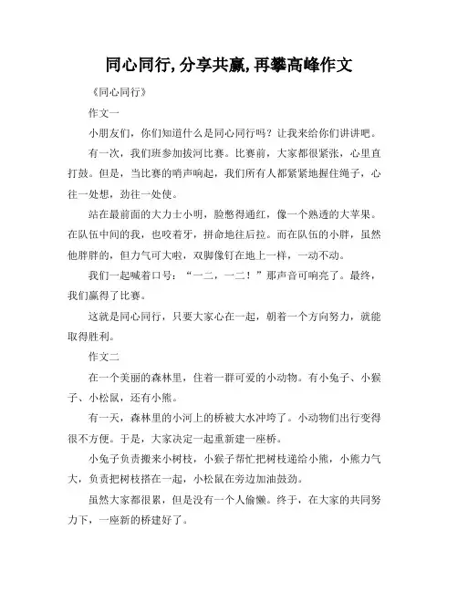 同心同行,分享共赢,再攀高峰作文