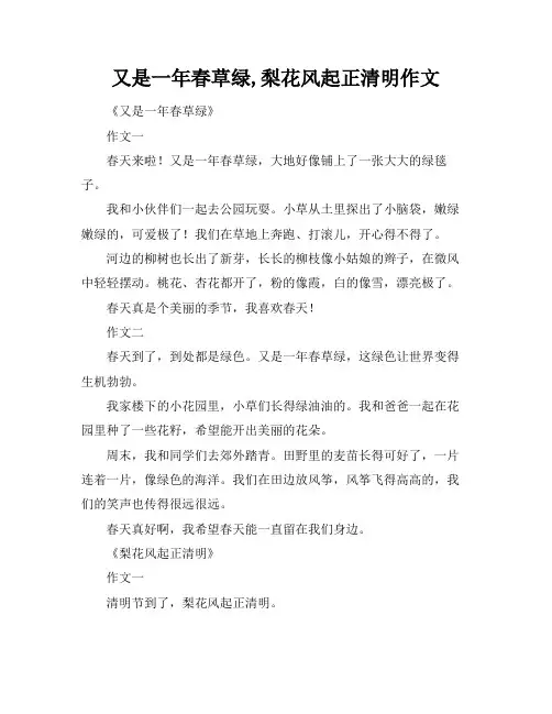 又是一年春草绿,梨花风起正清明作文