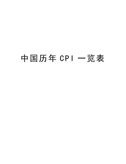 中国历年CPI一览表复习过程