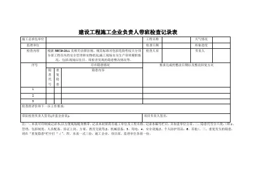 建设工程施工企业负责人带班检查记录表