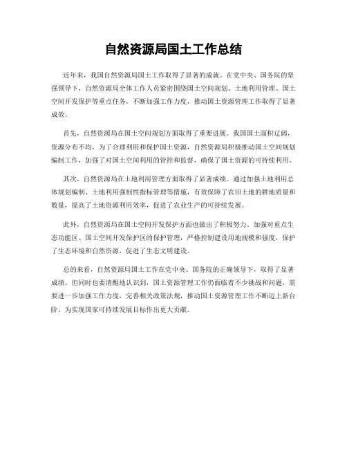 自然资源局国土工作总结