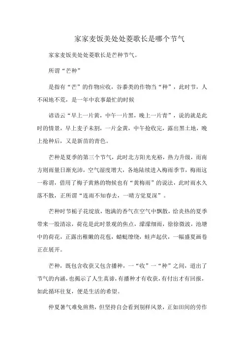 家家麦饭美处处菱歌长是哪个节气