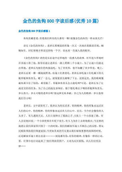 金色的鱼钩800字读后感(优秀10篇)