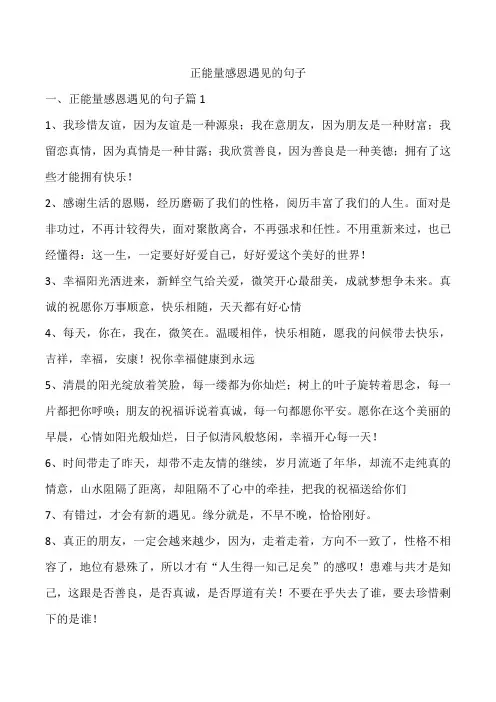 正能量感恩遇见的句子