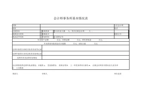会计师事务所基本情况表