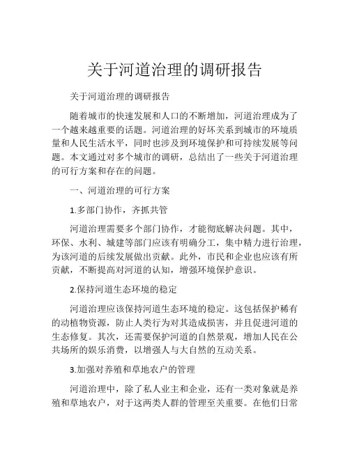 关于河道治理的调研报告
