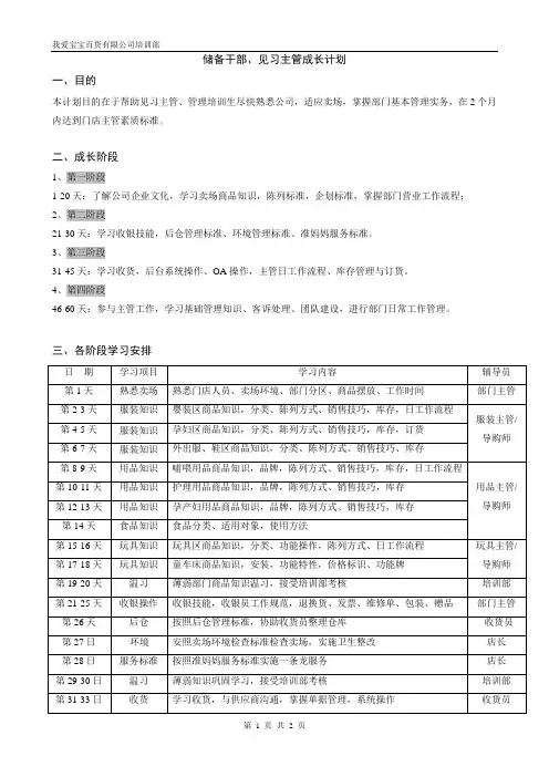储干-见习主管成长计划