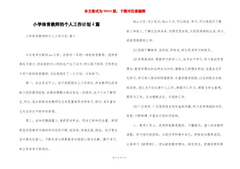 小学体育教师的个人工作计划4篇