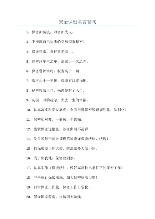 安全保密名言警句