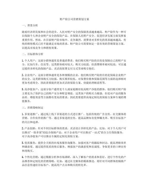 财产险公司营销策划方案