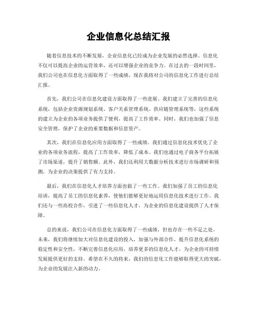 企业信息化总结汇报