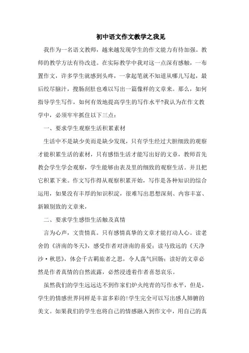 初中语文作文教学之我见