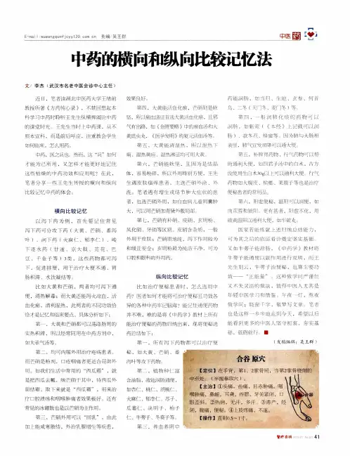 中药的横向和纵向比较记忆法