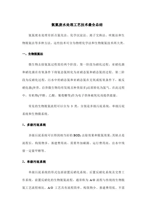 氨氮废水处理工艺技术最全总结