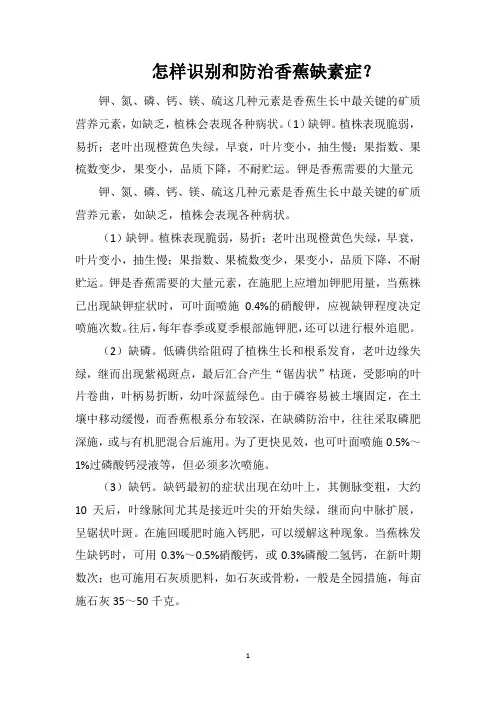 怎样识别和防治香蕉缺素症？