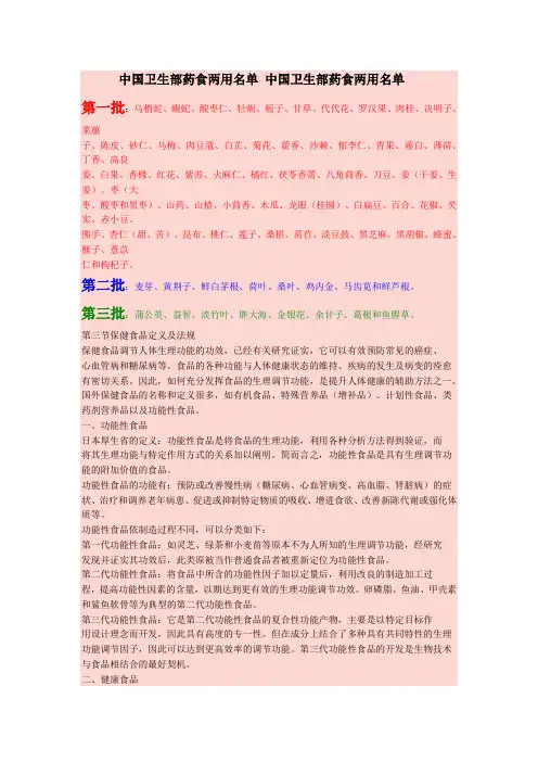 药食两用的名录