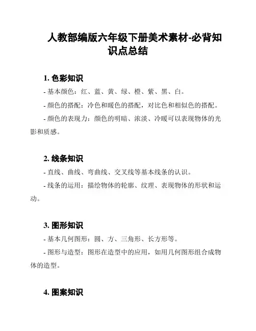 人教部编版六年级下册美术素材-必背知识点总结