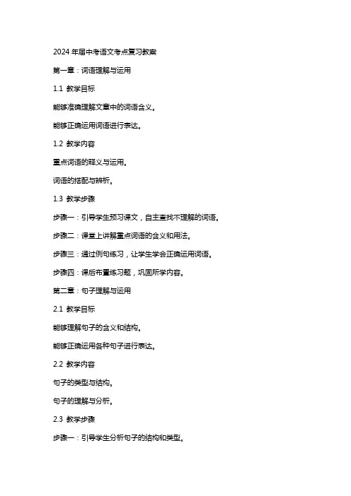2024年届中考语文考点复习教案