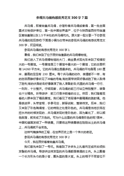 参观兵马俑有感优秀范文300字7篇