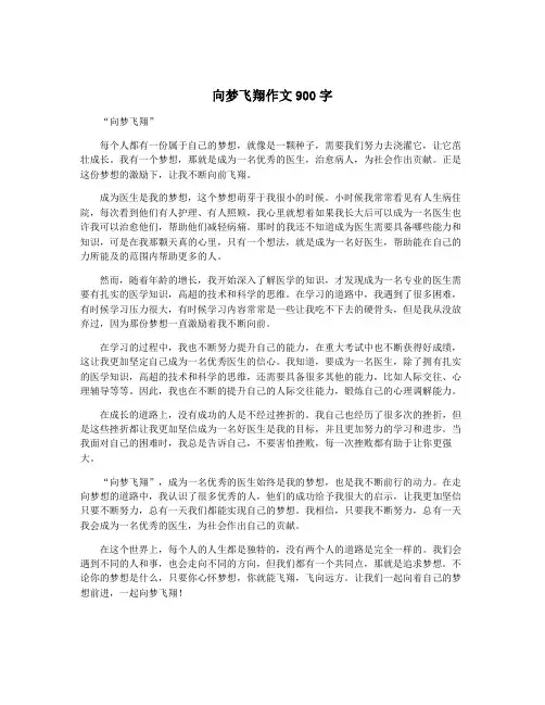 向梦飞翔作文900字