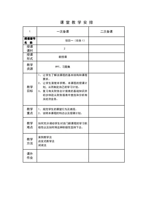 《财务报表分析实务》教案  项目1--4 阅读财务报表--分析营运能力