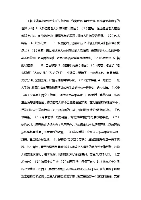 语文选修外国小说欣赏知识点总结1