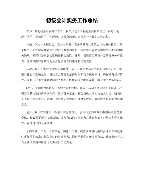 初级会计实务工作总结