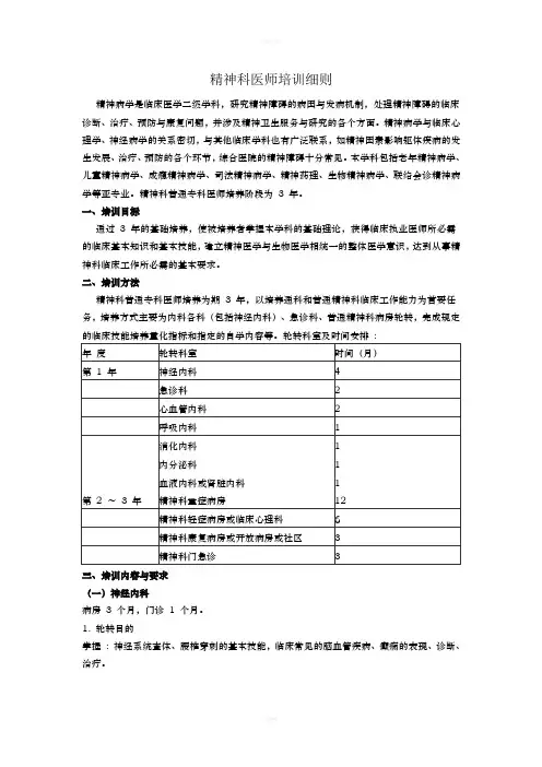 精神科医师培训内容