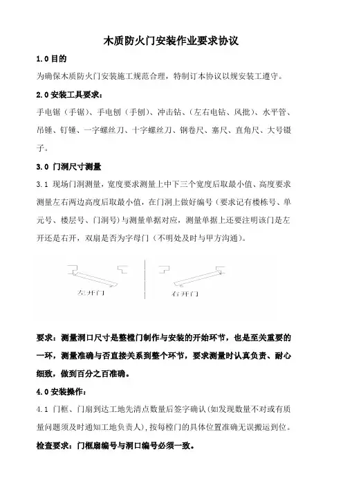 木质防火门安装作业指导书