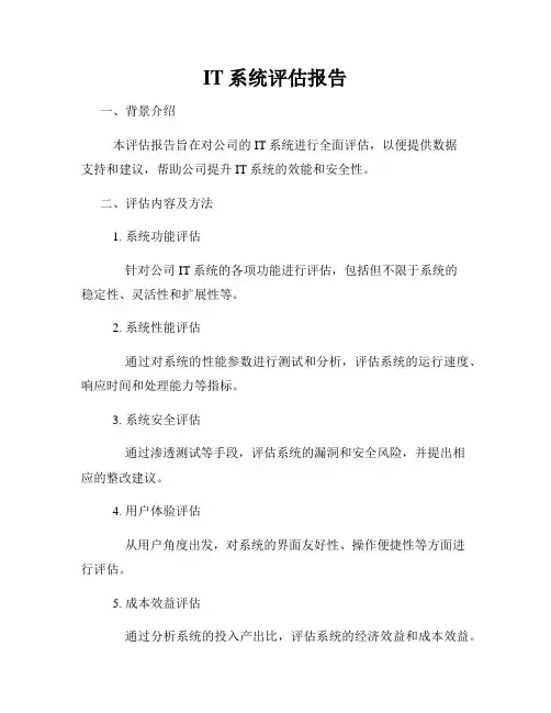 IT系统评估报告