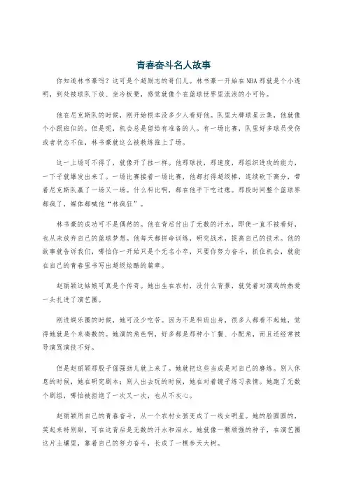 青春奋斗名人故事