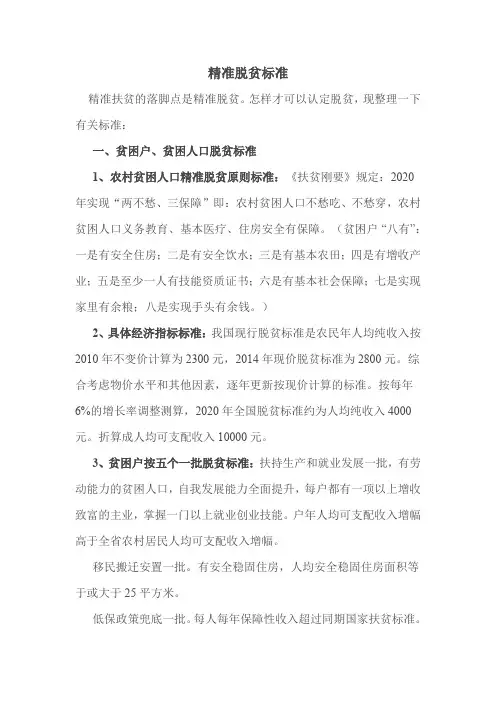 精准脱贫标准